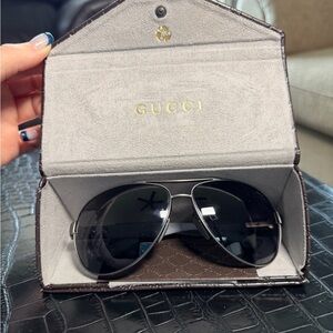 Gucci Silver Frame Aviator Sunglasses